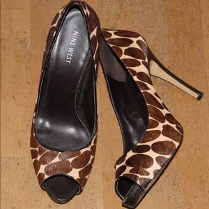 Open toe animal print heels